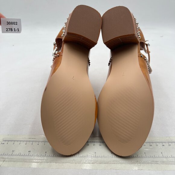 FSJ Brown Rivets Peep Open Toe Sandals Boot Cut Out Buckle Ankle Bootie - Picture 7 of 8